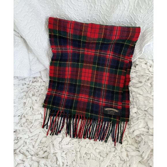VTG James Pringle Weavers Clan Red Tartan Plaid 100% Lambs Wool Scarf Scotland - Picture 1 of 5